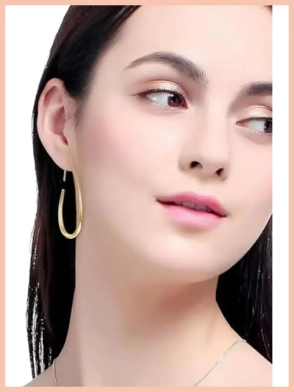 14k Gold Plated Teardrop Hoop Earrings for Women - Lightweight Large Oval